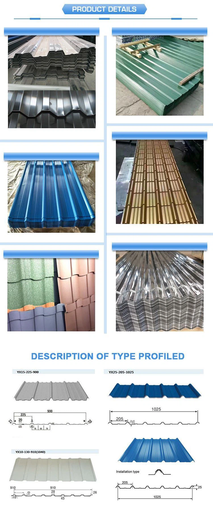 Alu-zinc Metal Corrugated Steel Roofing Sheets